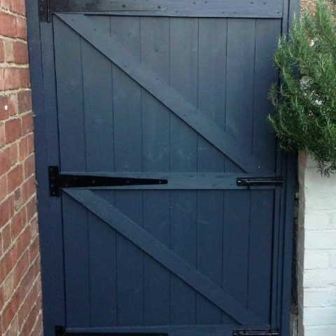 Tanalised Tongue Groove Arched Gate Blue Rear