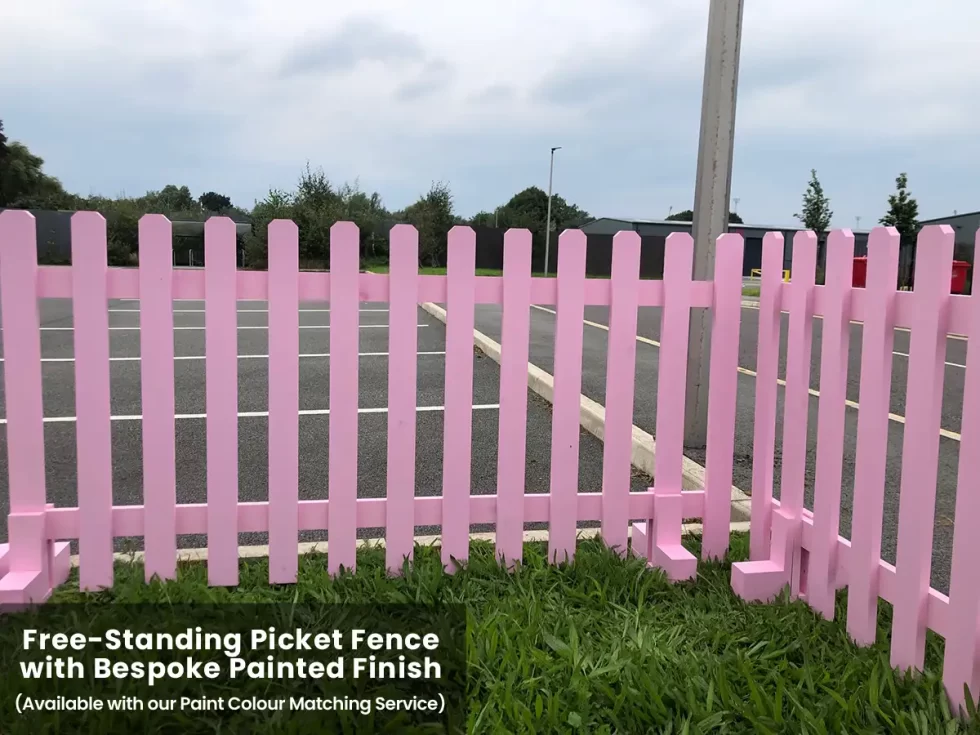 Free Standing Picket Fencing Finished In Custom Pink Paint