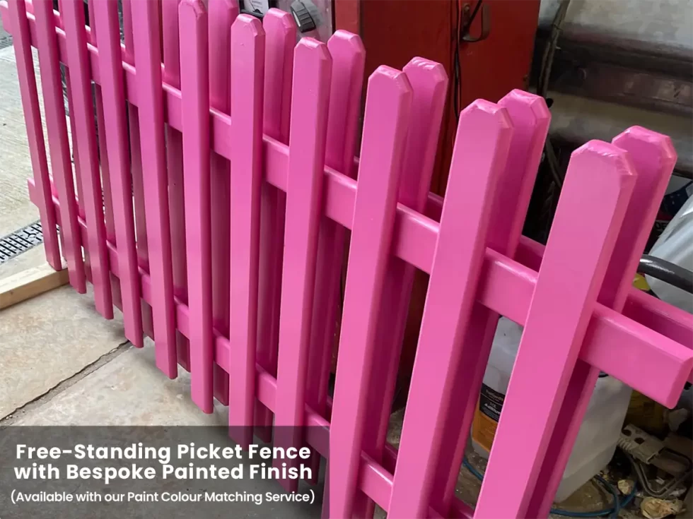 Pink Bespoke Free Standing Picket Fencing