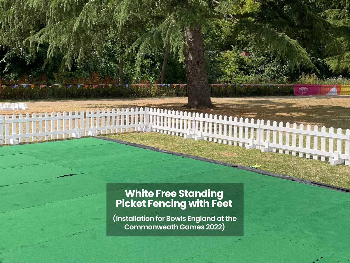 White Free Standing Events Fencing for Bowls England at the Commonwealth Games 2022